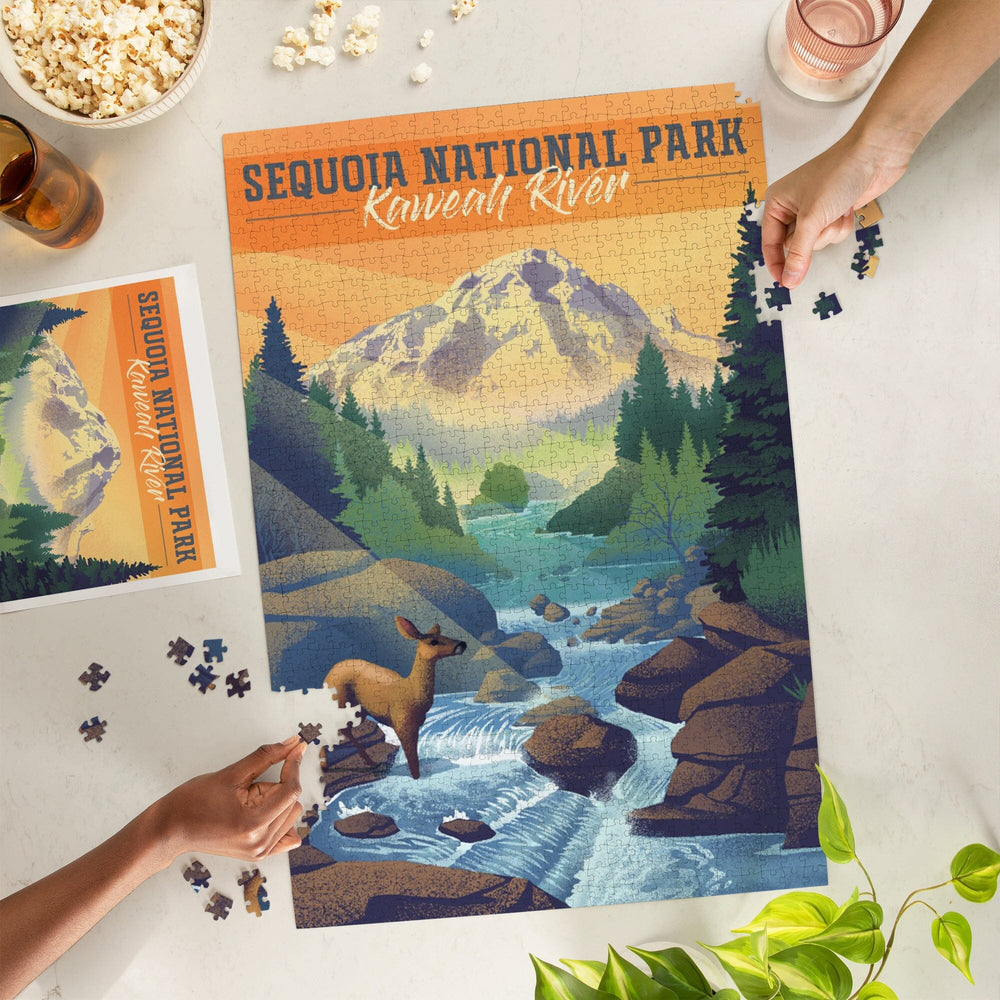 Sequoia National Park, California, Kaweah River, Lithograph, Jigsaw Puzzle Puzzle Lantern Press 