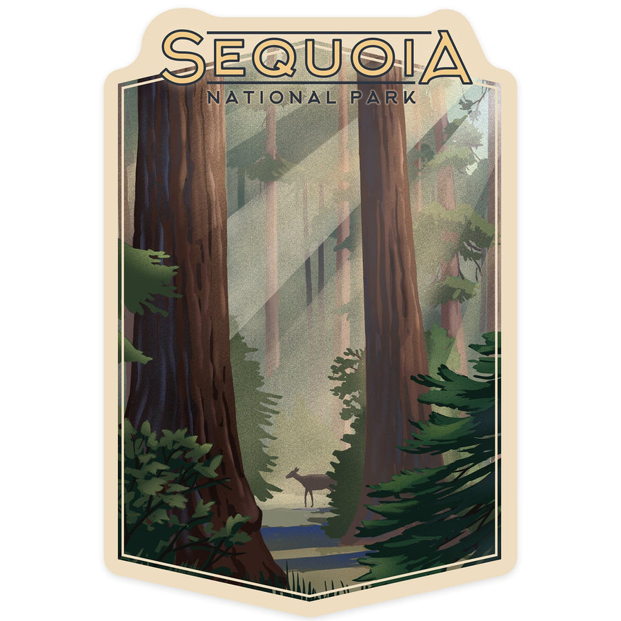 Sequoia National Park, California, Lithograph, Contour, Vinyl Sticker Sticker Lantern Press 