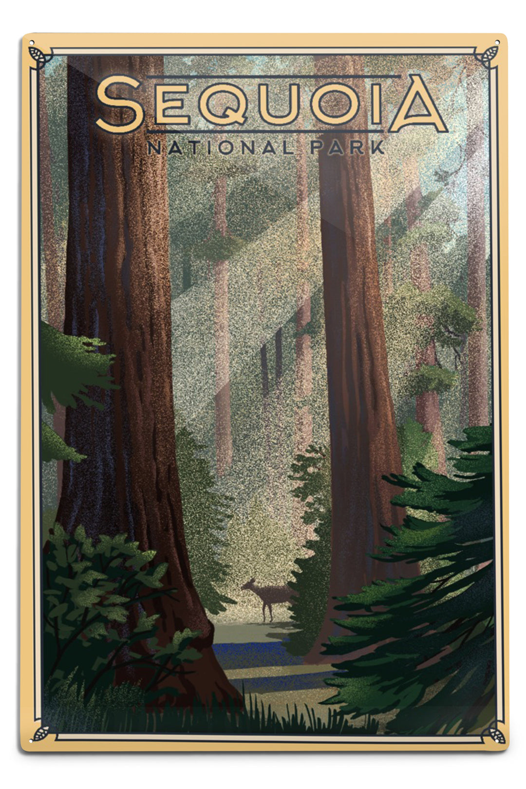 Sequoia National Park, California, Lithograph, Metal Signs Metal Lantern Press 12x18 Metal Sign 