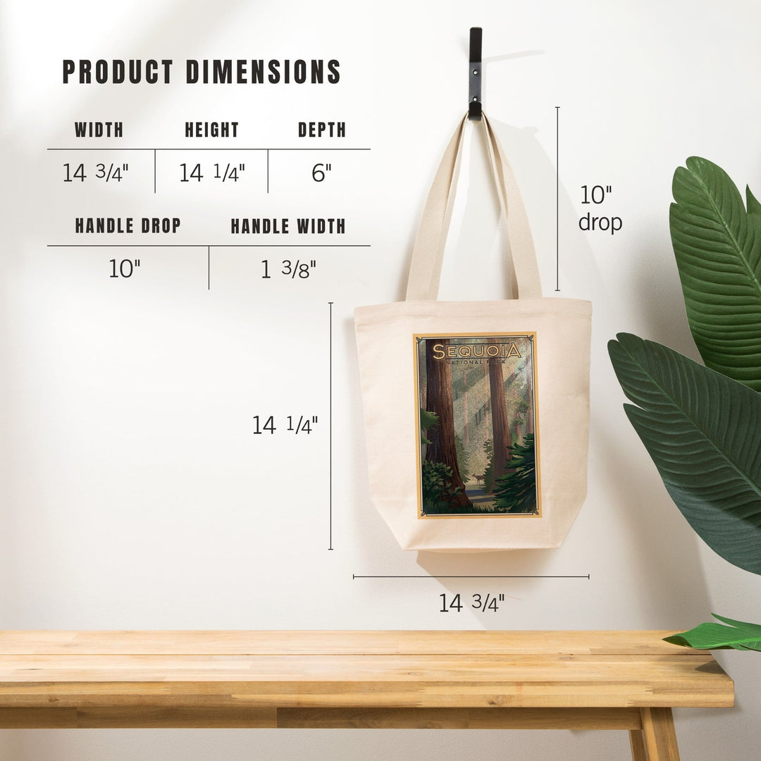 Sequoia National Park, California, Lithograph, Tote Bag Totes Lantern Press 