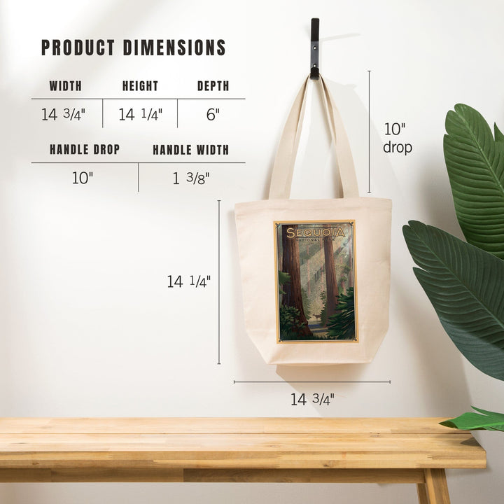 Sequoia National Park, California, Lithograph, Tote Bag Totes Lantern Press 