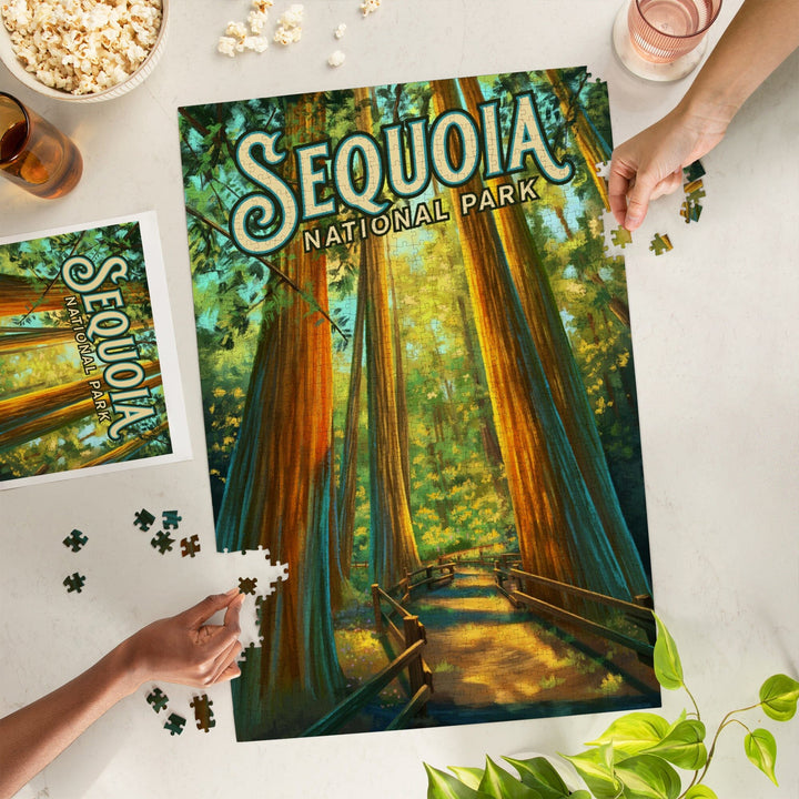 Sequoia National Park, California, Oil Painting, Jigsaw Puzzle Puzzle Lantern Press 