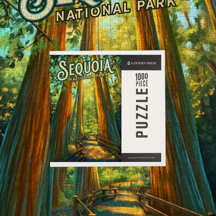 Sequoia National Park, California, Oil Painting, Jigsaw Puzzle Puzzle Lantern Press 