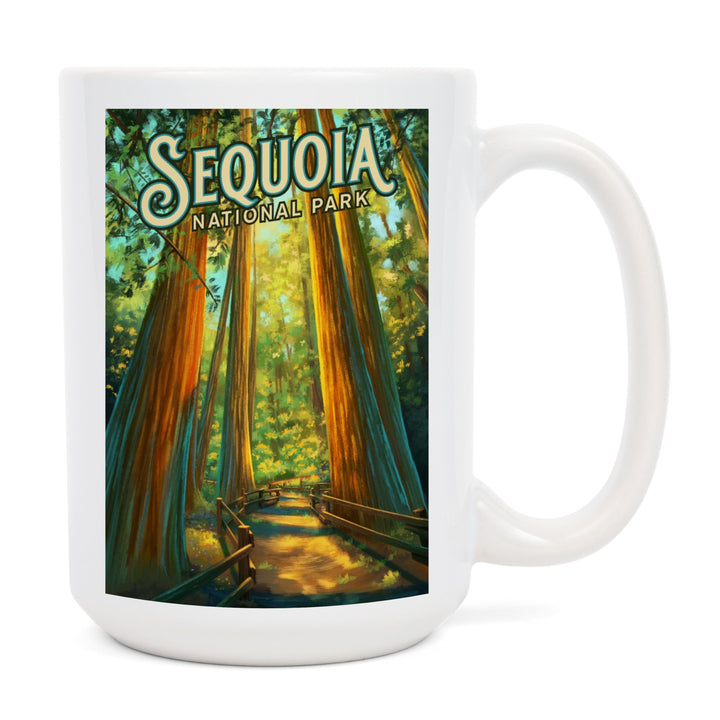 Sequoia National Park, California, Oil Painting, Lantern Press Artwork, Ceramic Mug Mugs Lantern Press 