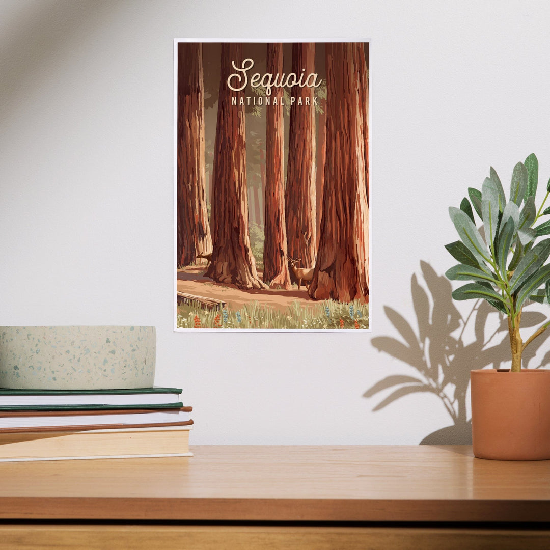 Sequoia National Park, California, Painterly National Park Series, Art & Giclee Prints Art Lantern Press 