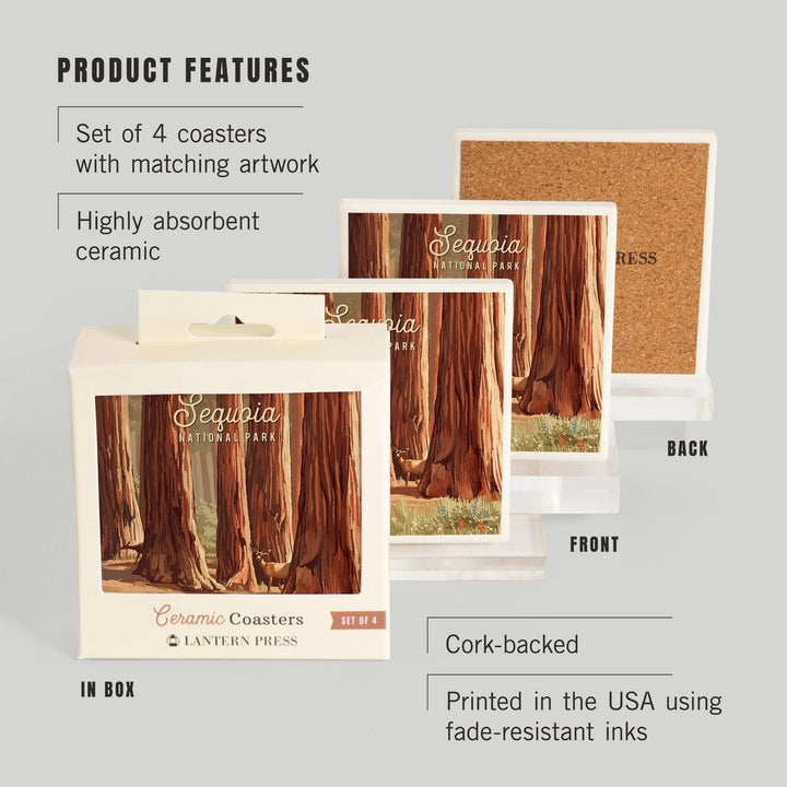 Sequoia National Park, California, Painterly National Park Series, Coasters Coasters Lantern Press 