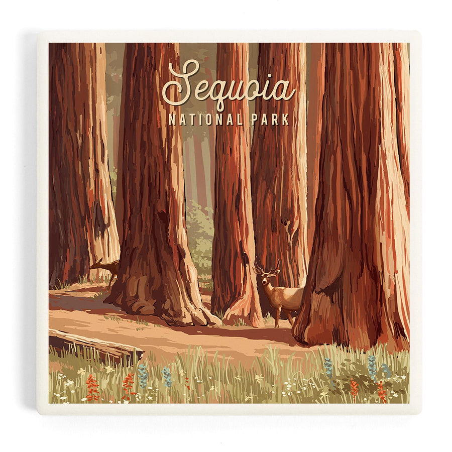 Sequoia National Park, California, Painterly National Park Series, Coasters Coasters Lantern Press 