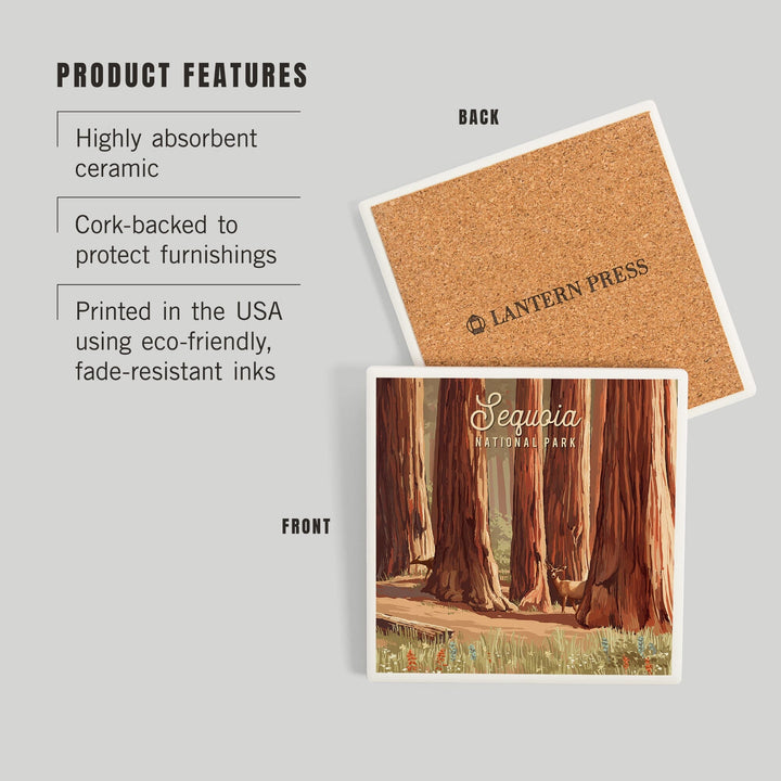 Sequoia National Park, California, Painterly National Park Series, Coasters Coasters Lantern Press 