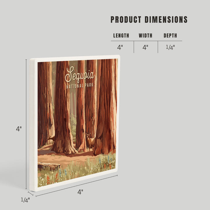 Sequoia National Park, California, Painterly National Park Series, Coasters Coasters Lantern Press 