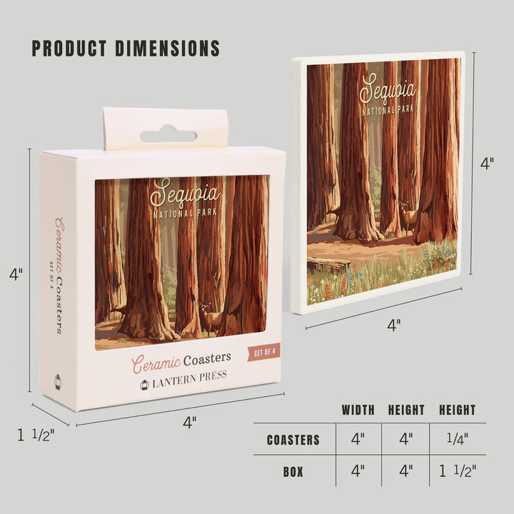 Sequoia National Park, California, Painterly National Park Series Coasters Lantern Press 