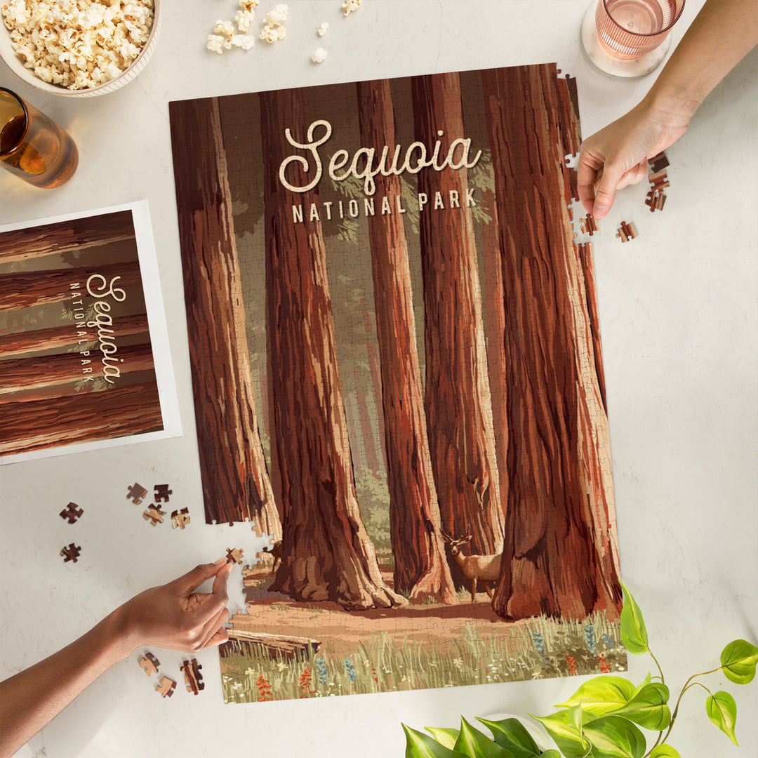 Sequoia National Park, California, Painterly National Park Series, Jigsaw Puzzle Puzzle Lantern Press 