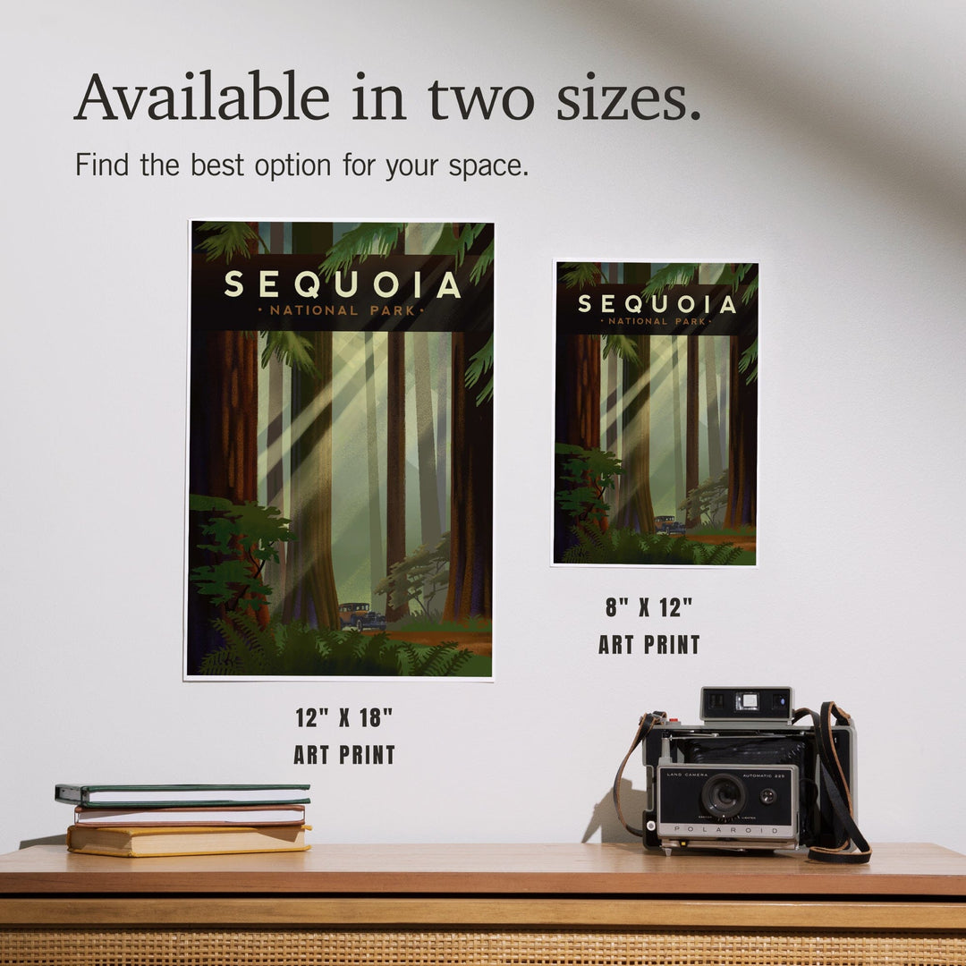 Sequoia National Park, California, Redwood Forest, Geometric Lithograph, Art & Giclee Prints Art Lantern Press 