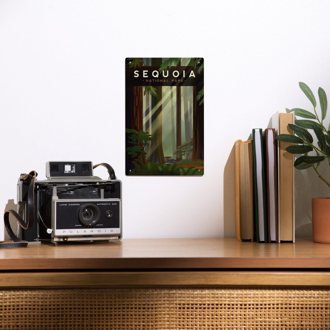 Sequoia National Park, California, Redwood Forest, Geometric Lithograph, Metal Signs Metal Lantern Press 