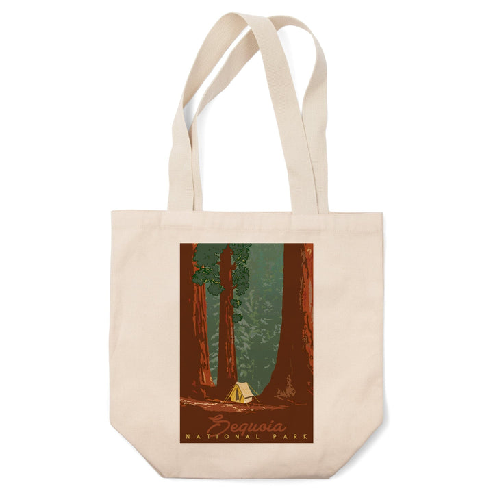 Sequoia National Park, California, Redwood Forest View, Sequoias and Tent, Tote Bag Totes Lantern Press 