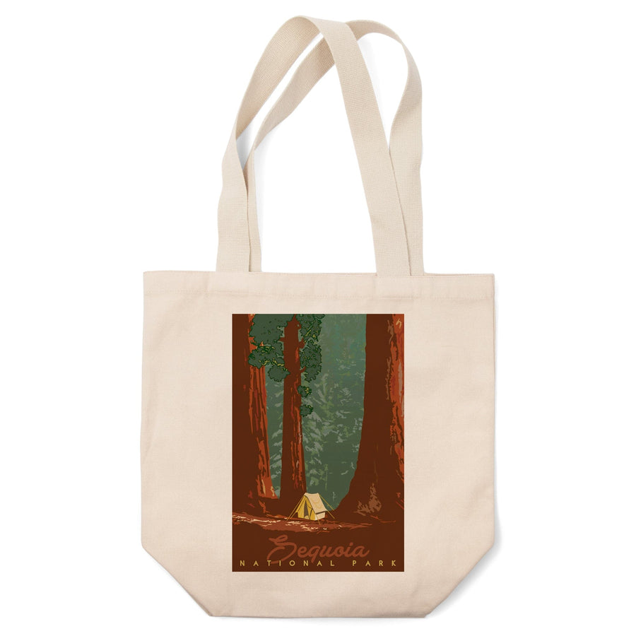 Sequoia National Park, California, Redwood Forest View, Sequoias and Tent, Tote Bag Totes Lantern Press 