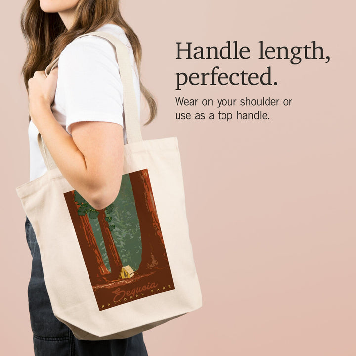 Sequoia National Park, California, Redwood Forest View, Sequoias and Tent, Tote Bag Totes Lantern Press 