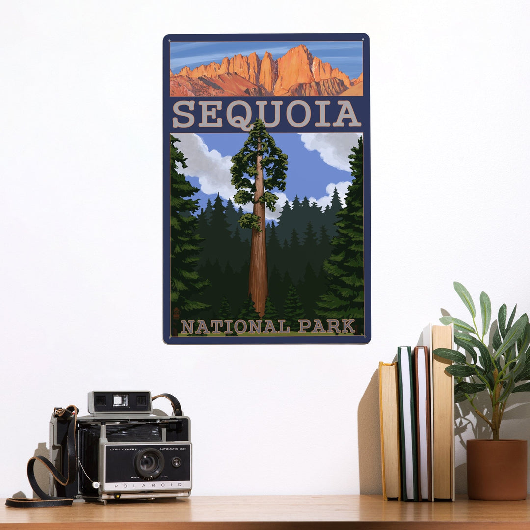 Sequoia National Park, California, Sequoia Tree and Palisades, Metal Signs Metal Lantern Press 