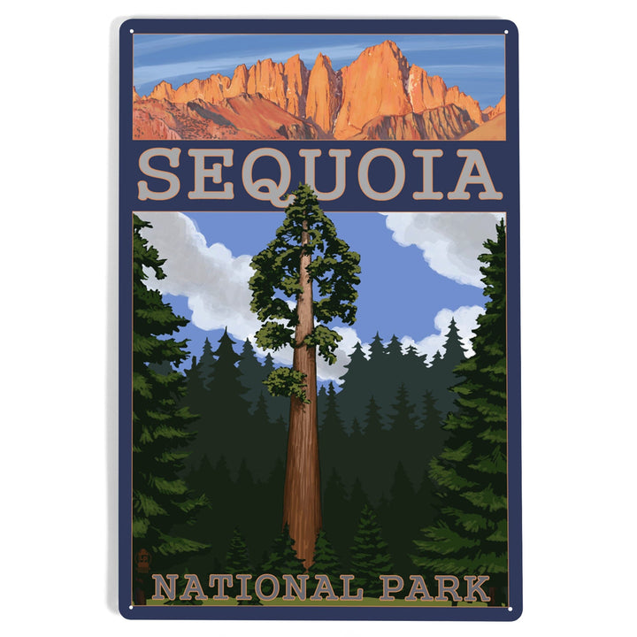 Sequoia National Park, California, Sequoia Tree and Palisades, Metal Signs Metal Lantern Press 