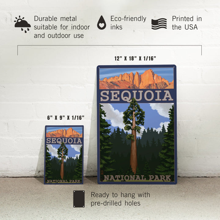 Sequoia National Park, California, Sequoia Tree and Palisades, Metal Signs Metal Lantern Press 