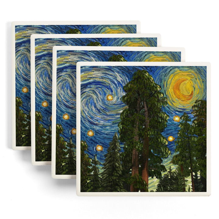 Sequoia National Park, California, Starry Night National Park Series, Coasters Coasters Lantern Press 