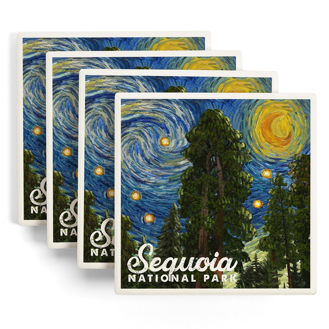 Sequoia National Park, California, Starry Night National Park Series, Coasters Coasters Lantern Press 