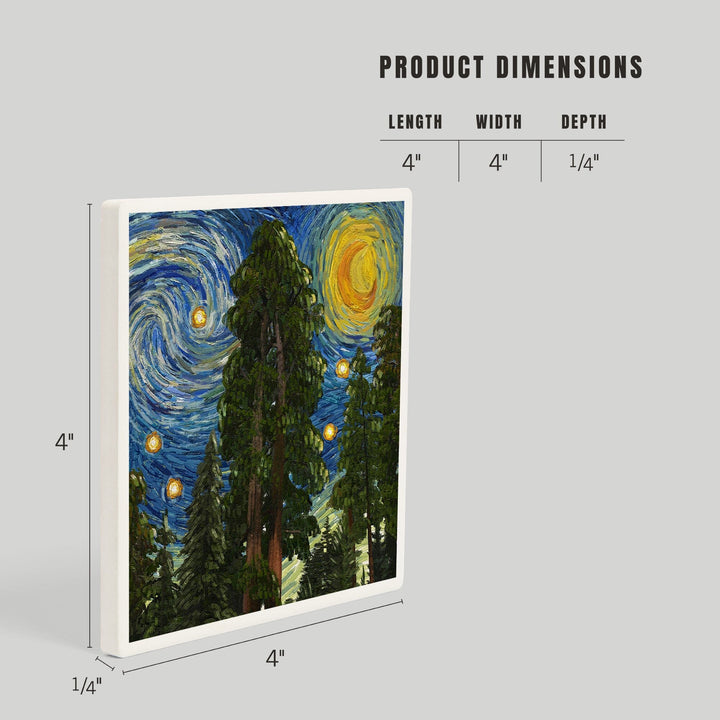 Sequoia National Park, California, Starry Night National Park Series, Coasters Coasters Lantern Press 