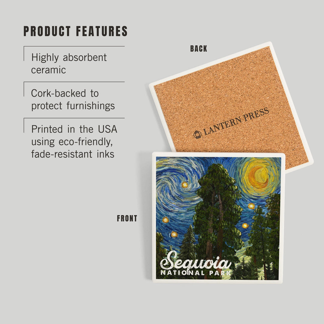 Sequoia National Park, California, Starry Night National Park Series, Coasters Coasters Lantern Press 