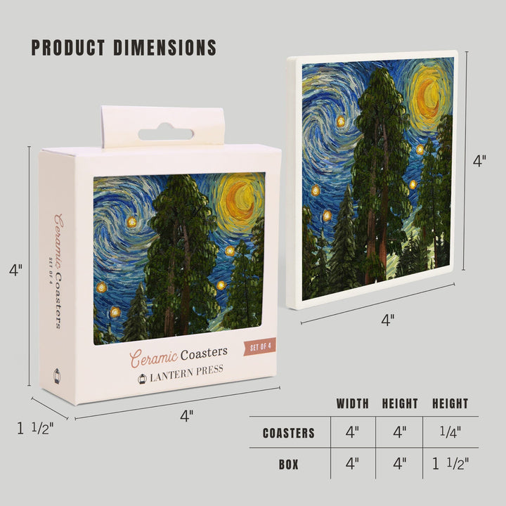 Sequoia National Park, California, Starry Night National Park Series, Coasters Coasters Lantern Press 