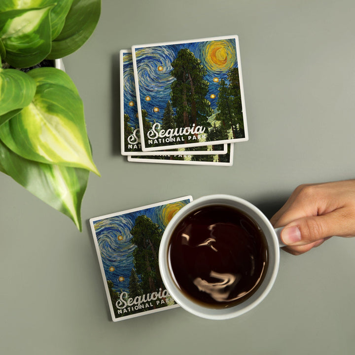 Sequoia National Park, California, Starry Night National Park Series, Coasters Coasters Lantern Press 