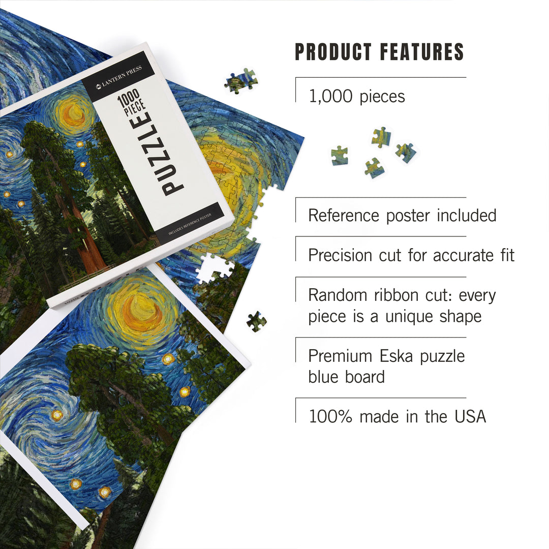 Sequoia National Park, California, Starry Night National Park Series, Jigsaw Puzzle Puzzle Lantern Press 