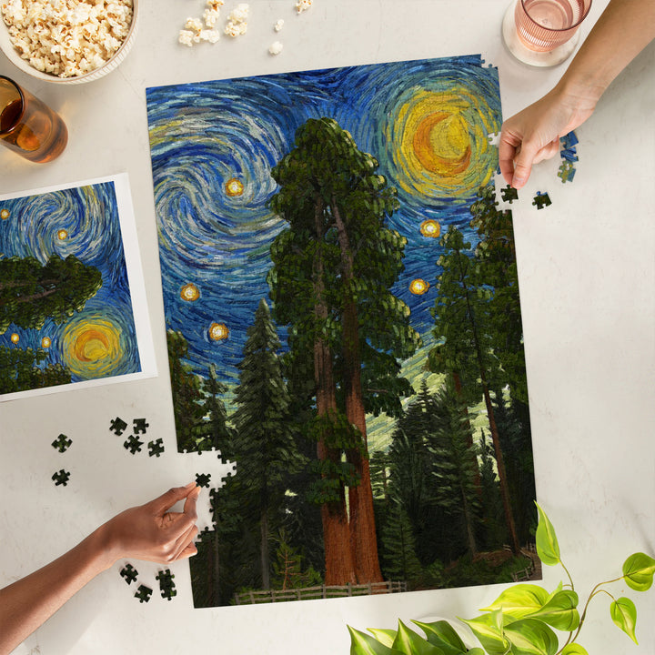 Sequoia National Park, California, Starry Night National Park Series, Jigsaw Puzzle Puzzle Lantern Press 