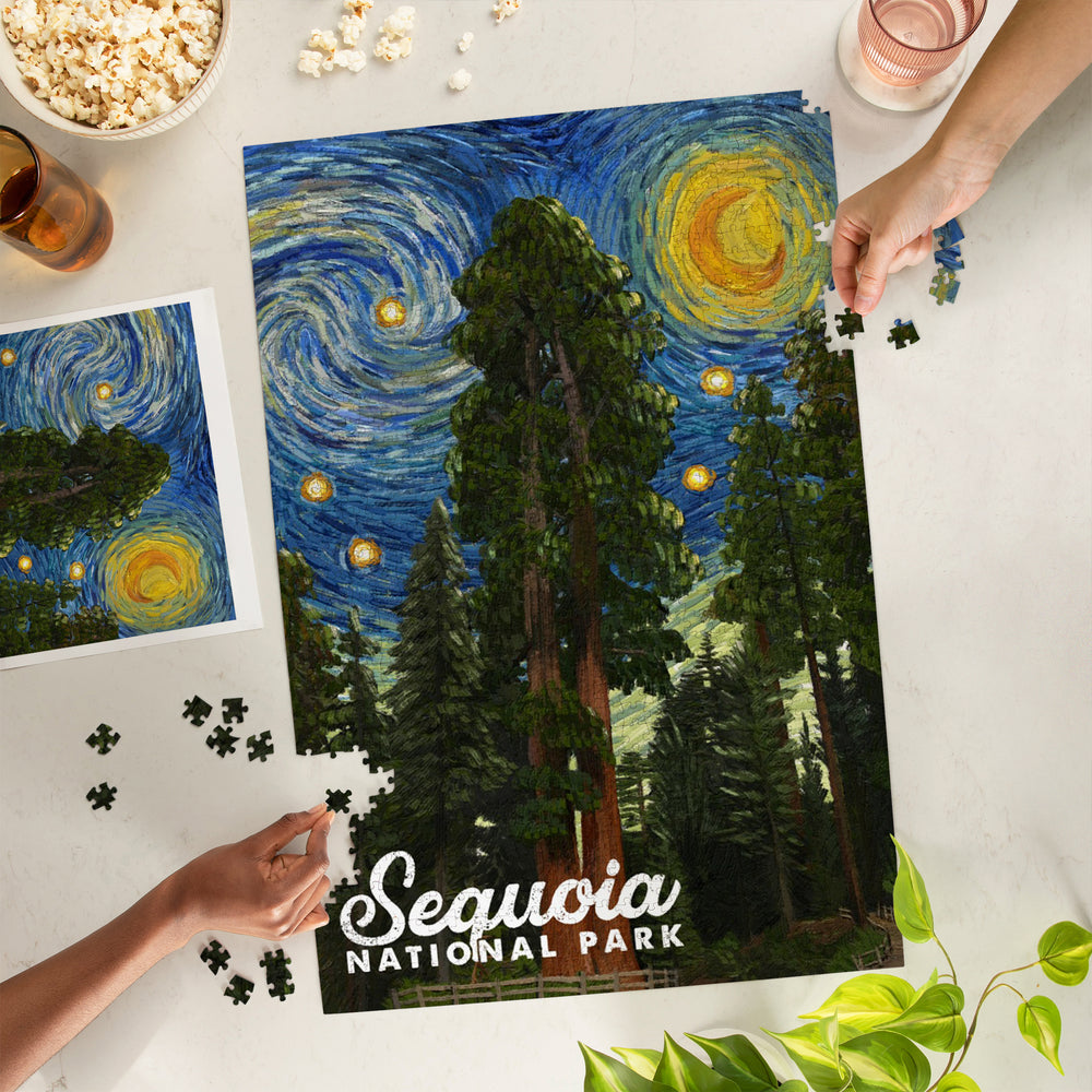 Sequoia National Park, California, Starry Night National Park Series, Jigsaw Puzzle Puzzle Lantern Press 