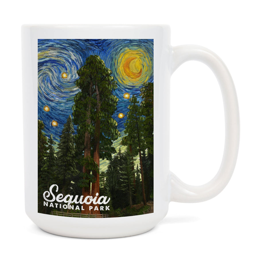 Sequoia National Park, California, Starry Night National Park Series, Lantern Press Artwork, Ceramic Mug Mugs Lantern Press 