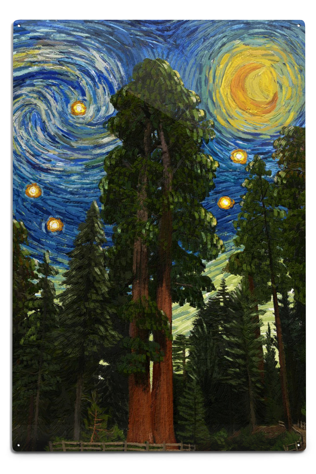 Sequoia National Park, California, Starry Night National Park Series, Metal Signs Metal Lantern Press 12x18 Metal Sign 