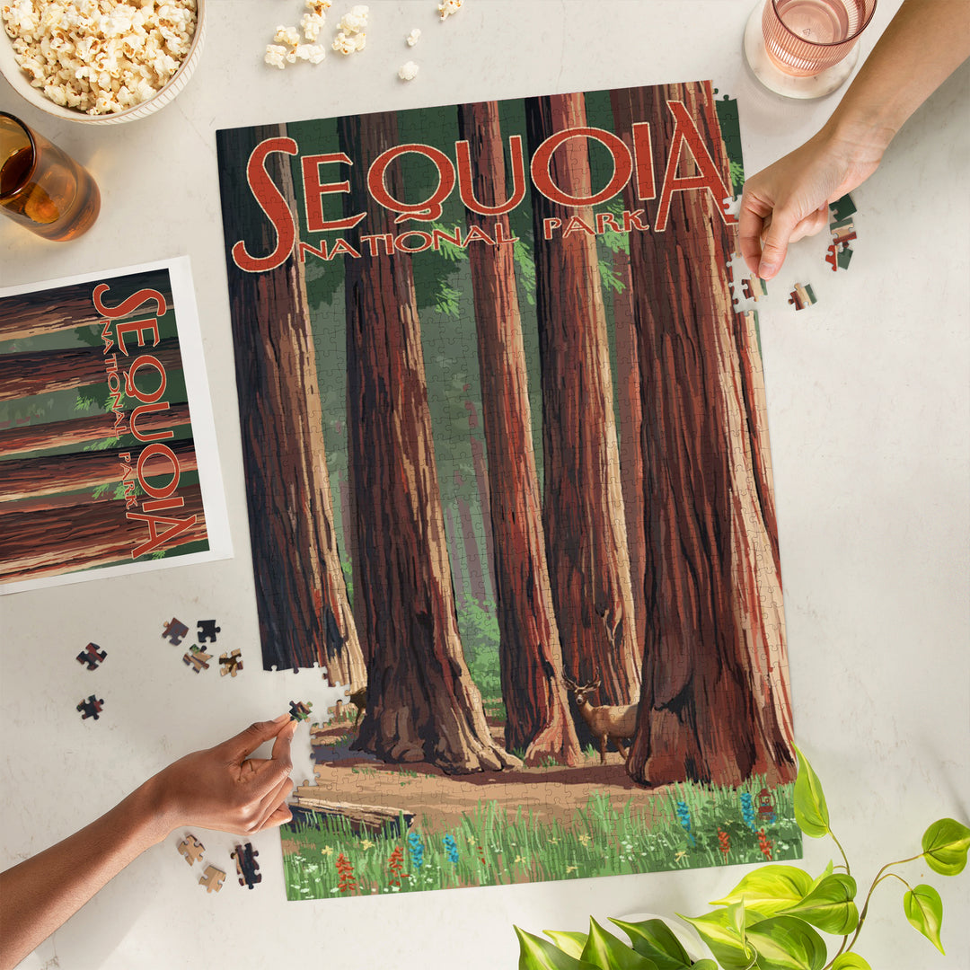 Sequoia National Park, Forest Grove in Spring, Jigsaw Puzzle Puzzle Lantern Press 