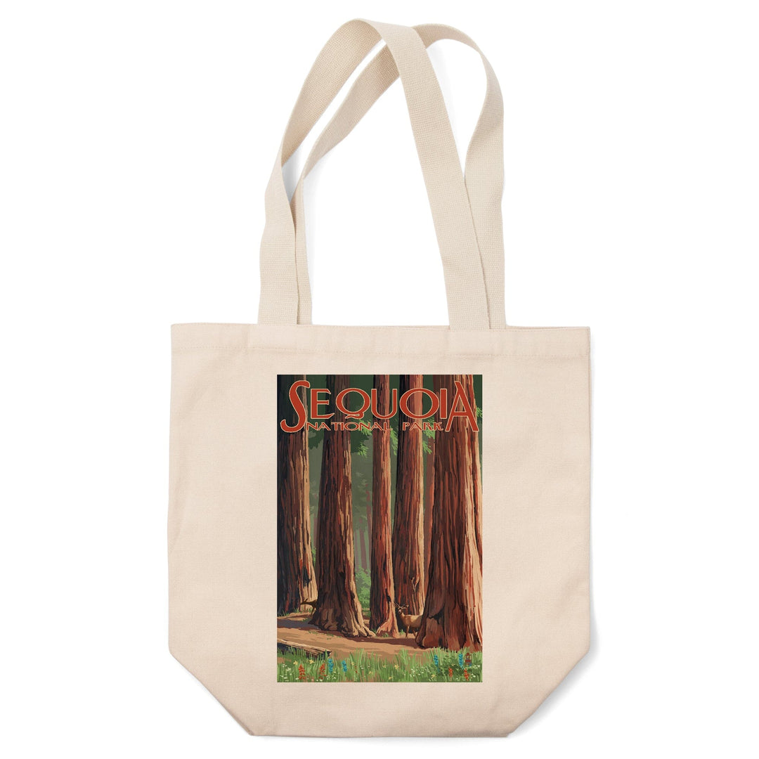 Sequoia National Park, Forest Grove in Spring, Lantern Press Artwork, Tote Bag Totes Lantern Press 
