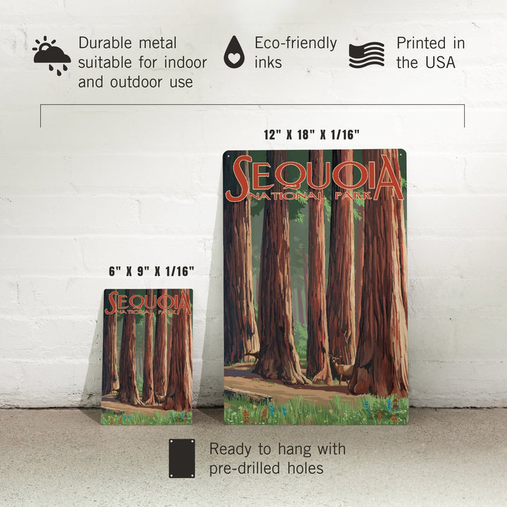 Sequoia National Park, Forest Grove in Spring, Metal Signs Metal Lantern Press 