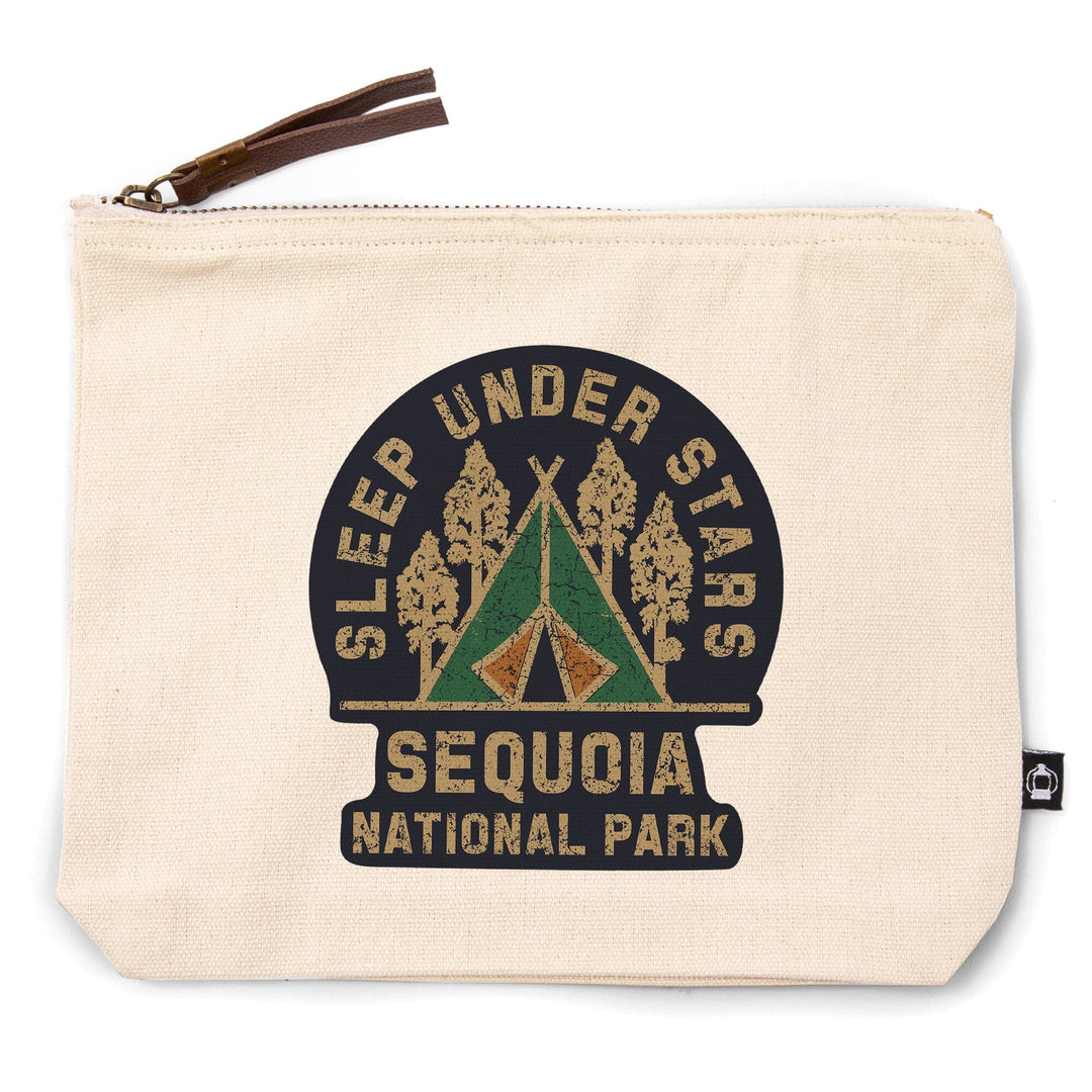 Sequoia National Park, Sleep Under the Stars,, Organic Cotton Zipper Pouch, Go Bag Go Bag Lantern Press 
