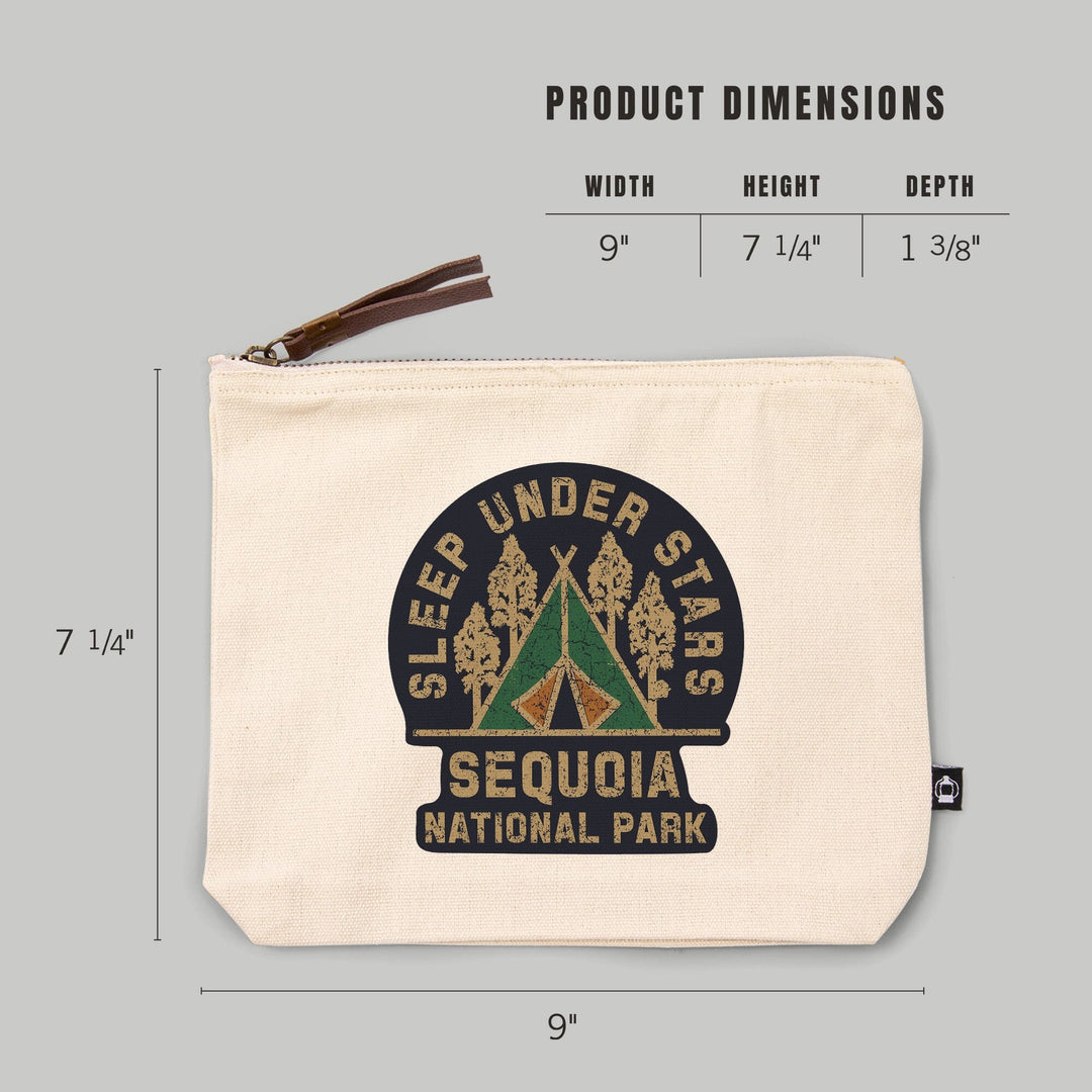 Sequoia National Park, Sleep Under the Stars,, Organic Cotton Zipper Pouch, Go Bag Go Bag Lantern Press 