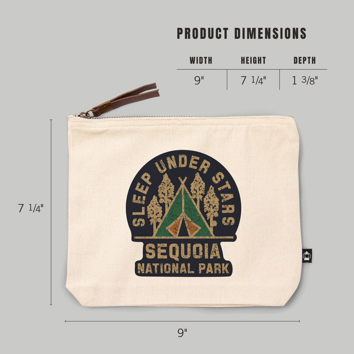 Sequoia National Park, Sleep Under the Stars,, Organic Cotton Zipper Pouch, Go Bag Go Bag Lantern Press 
