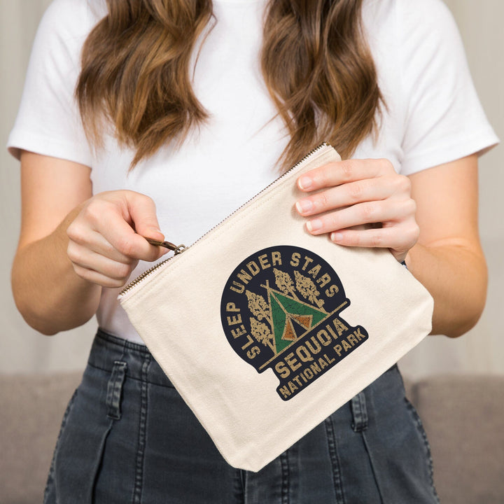 Sequoia National Park, Sleep Under the Stars,, Organic Cotton Zipper Pouch, Go Bag Go Bag Lantern Press 