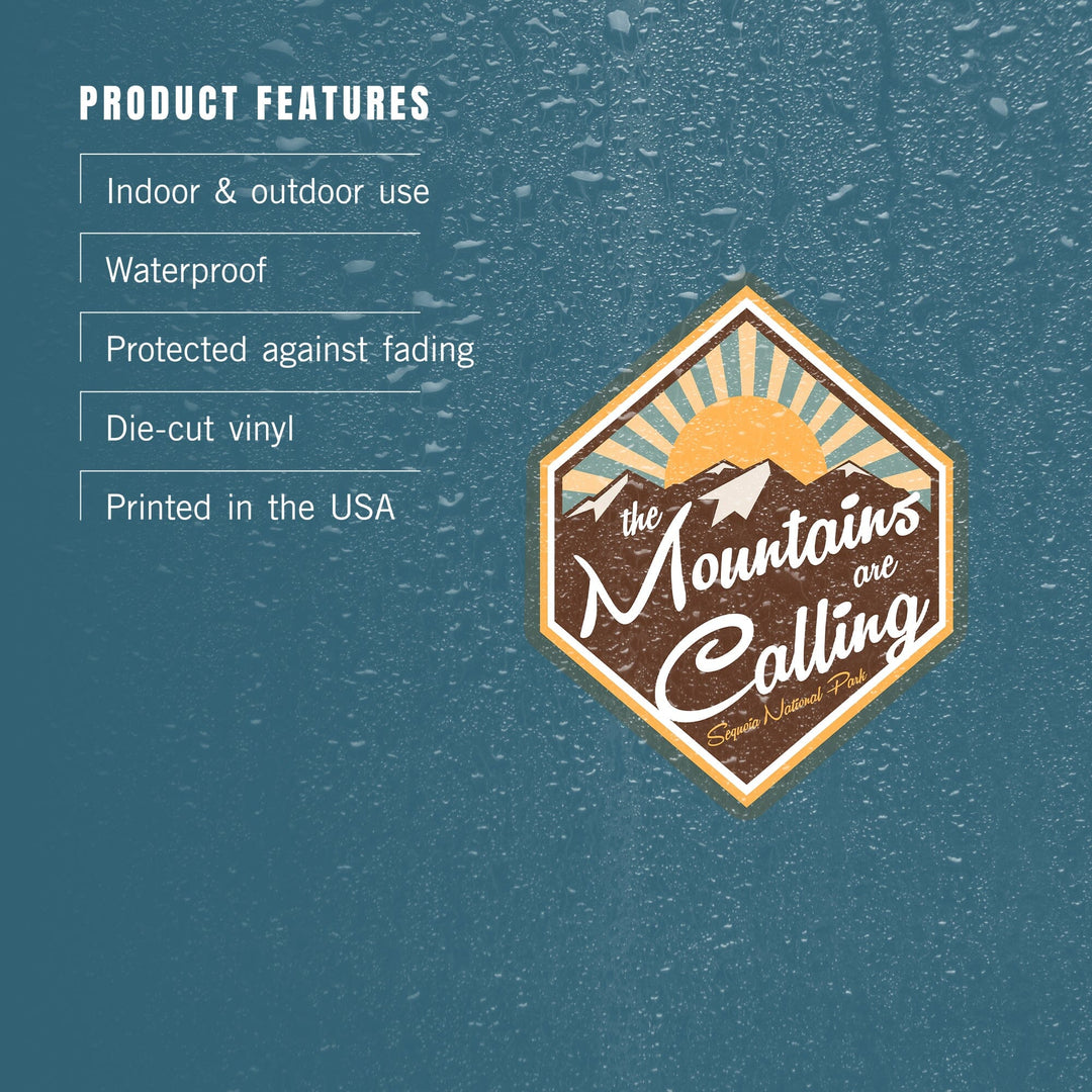 Sequoia National Park, The Mountains Are Calling, Contour, Vinyl Sticker Sticker Lantern Press 