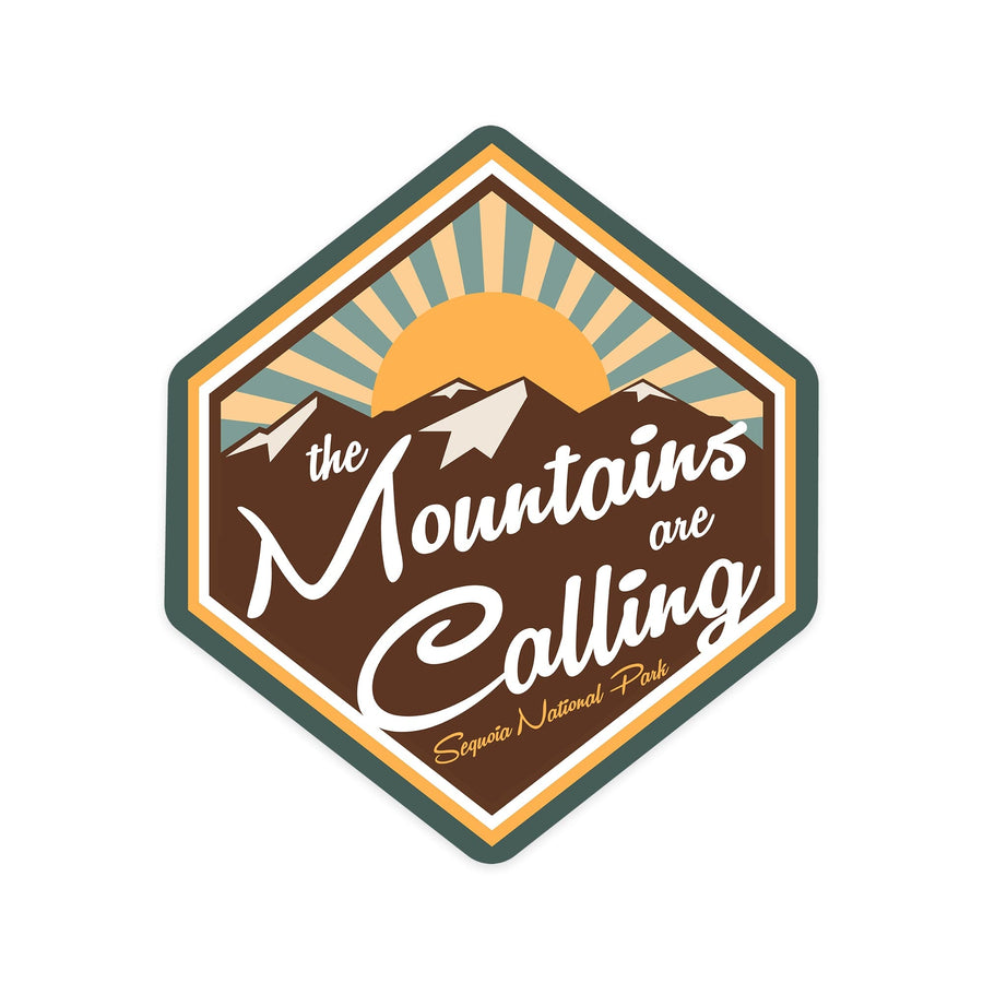 Sequoia National Park, The Mountains Are Calling, Contour, Vinyl Sticker Sticker Lantern Press 