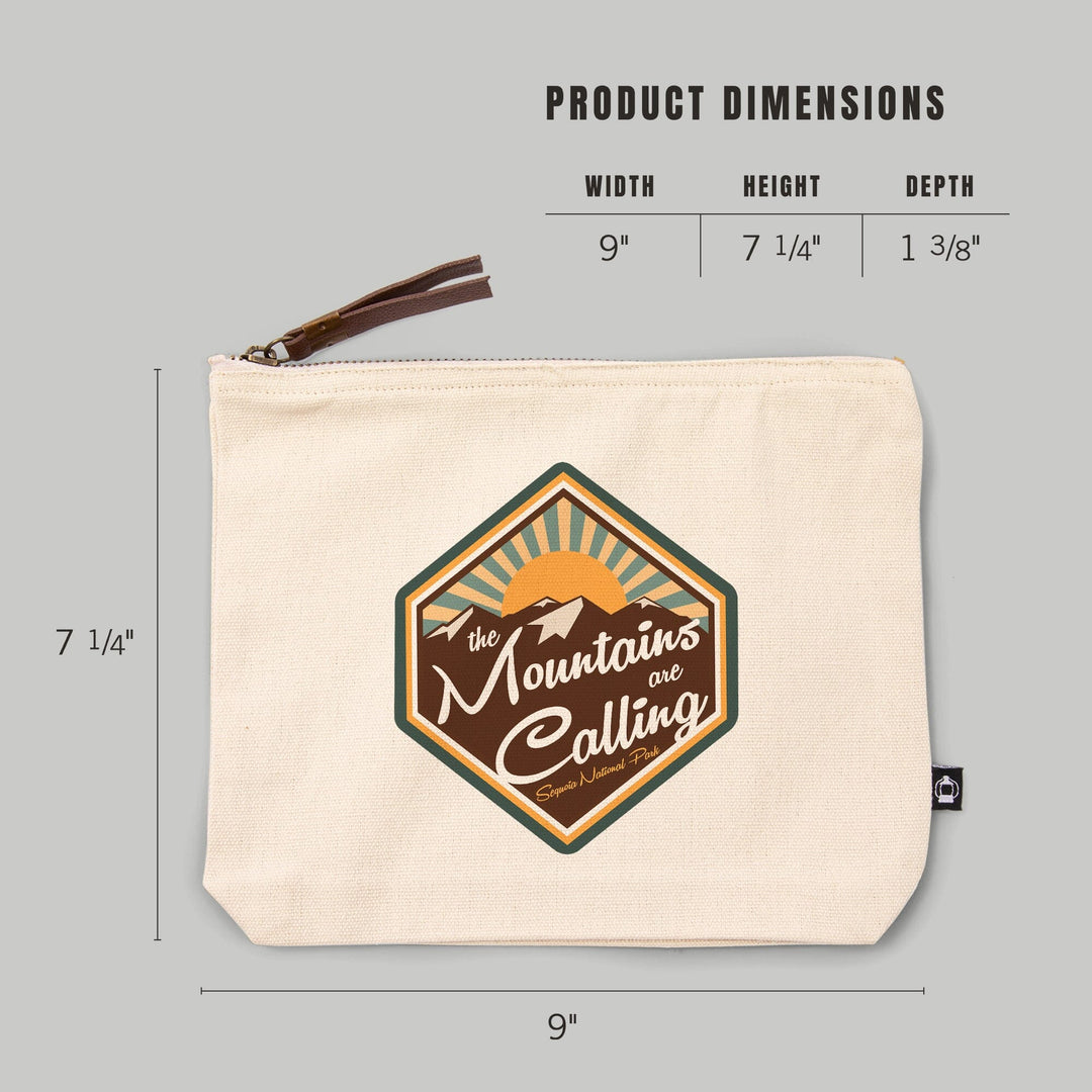 Sequoia National Park, The Mountains Are Calling,, Organic Cotton Zipper Pouch, Go Bag Go Bag Lantern Press 