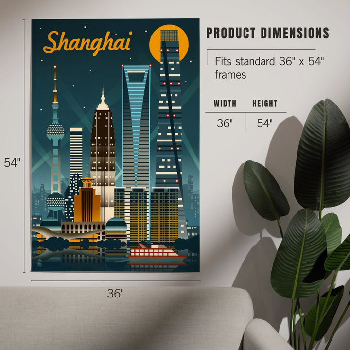 Shanghai, China, Retro Skyline, Art & Giclee Prints Art Lantern Press 