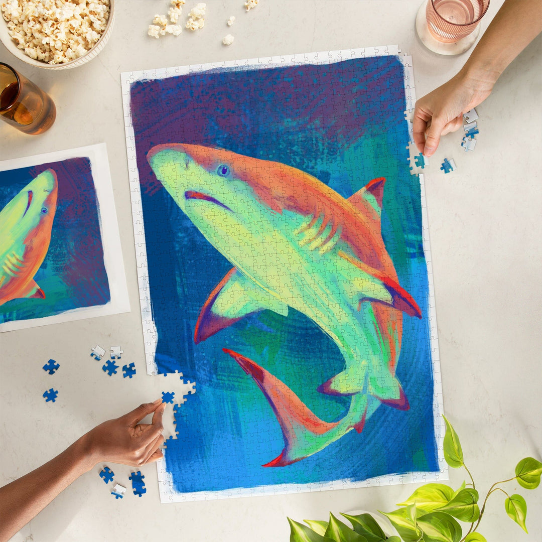 Shark (Black Tip), Vivid Series, Jigsaw Puzzle Puzzle Lantern Press 