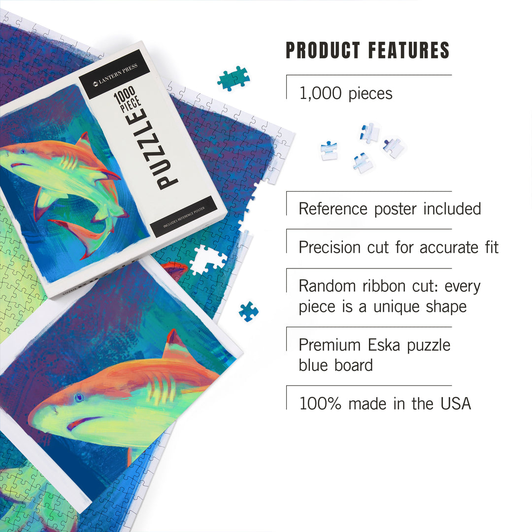 Shark (Black Tip), Vivid Series, Jigsaw Puzzle Puzzle Lantern Press 