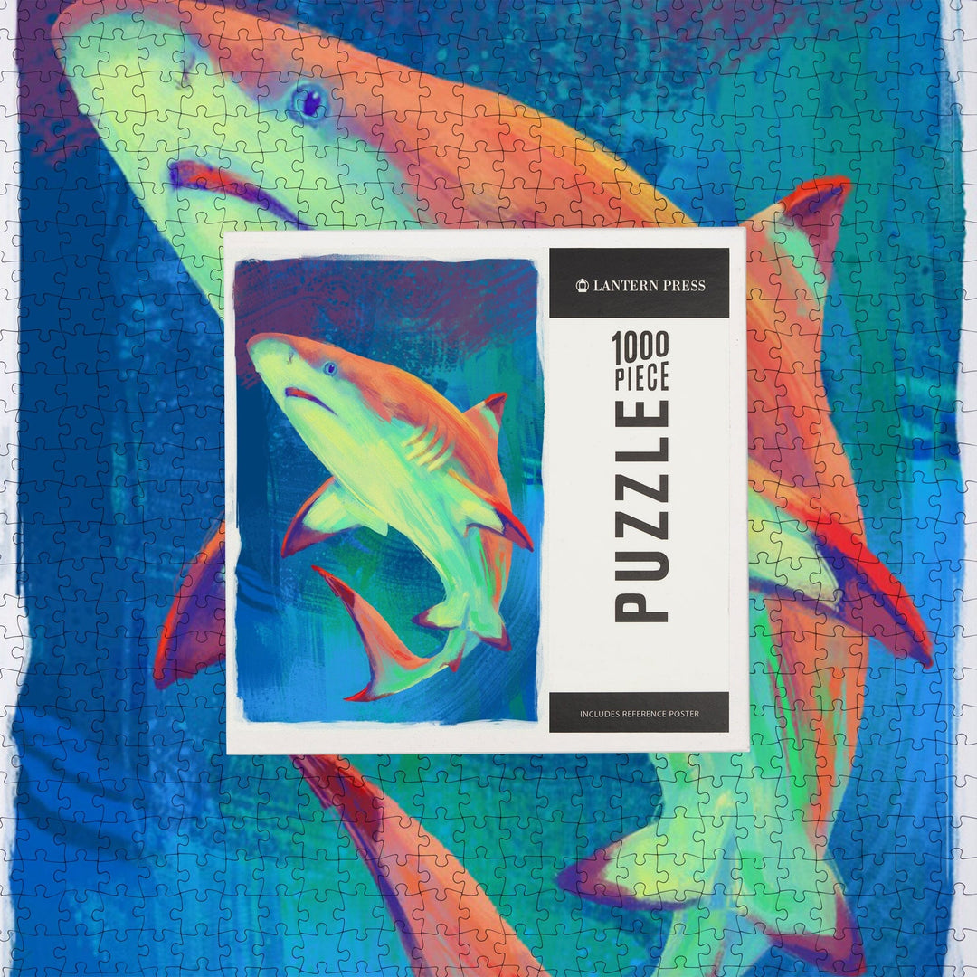 Shark (Black Tip), Vivid Series, Jigsaw Puzzle Puzzle Lantern Press 