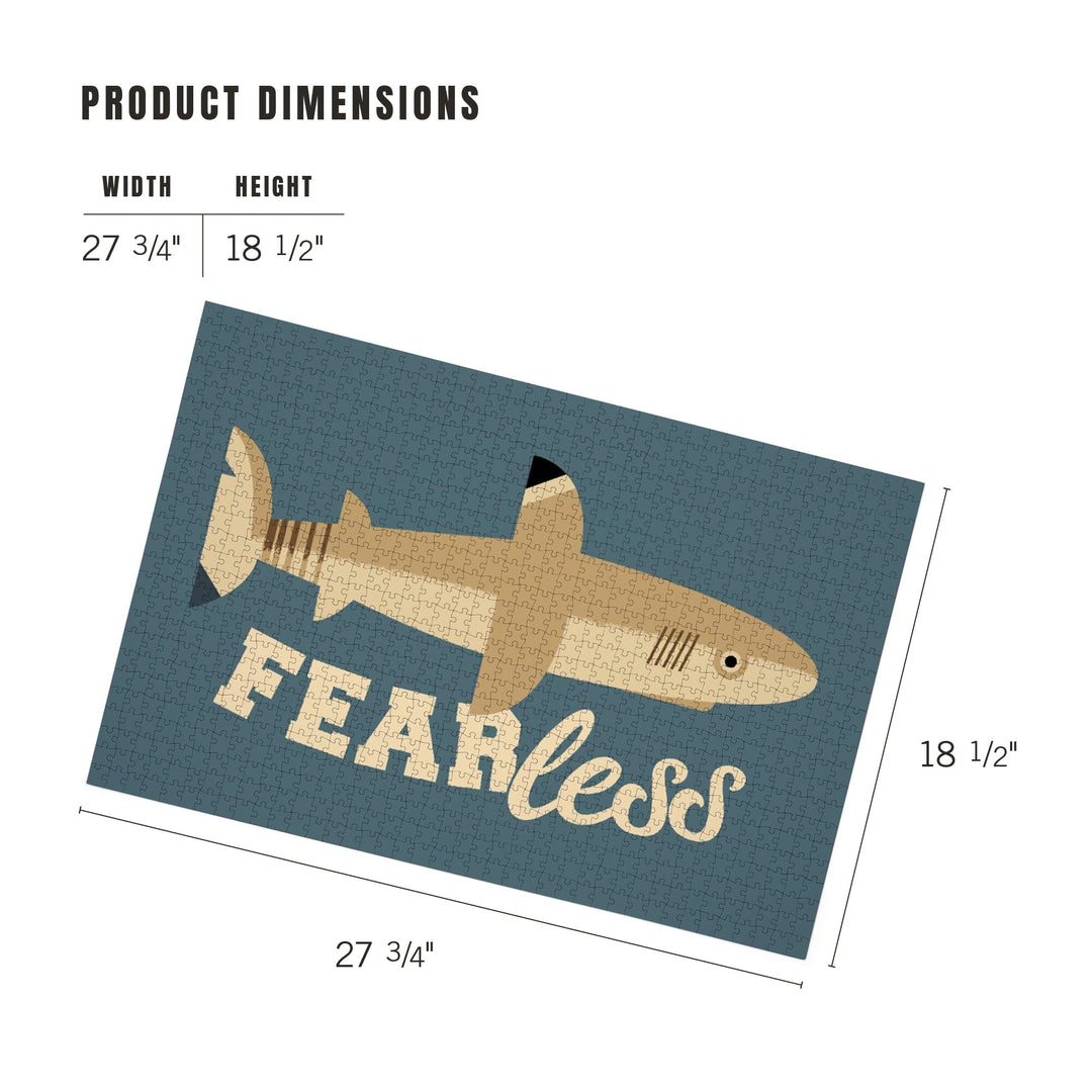 Shark, Geometric, Fearless, Jigsaw Puzzle Puzzle Lantern Press 