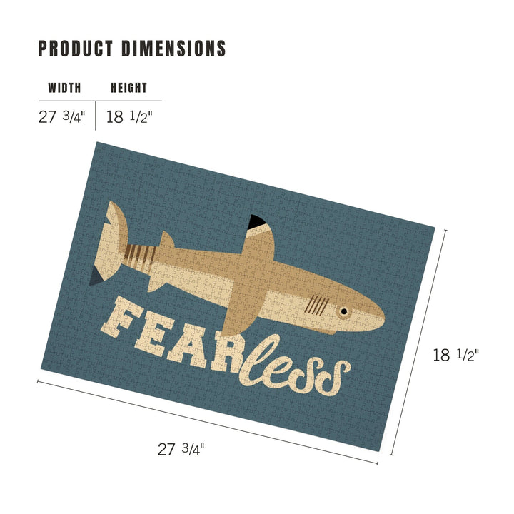 Shark, Geometric, Fearless, Jigsaw Puzzle Puzzle Lantern Press 
